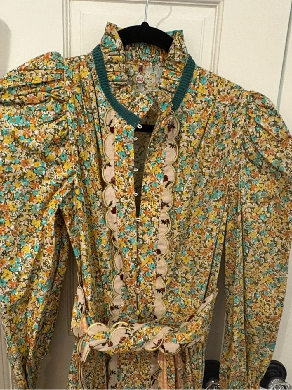 CeliaB Floral Long Sleeve Tiered Maxi Dress in Yellow-Green - Picture 2 of 5